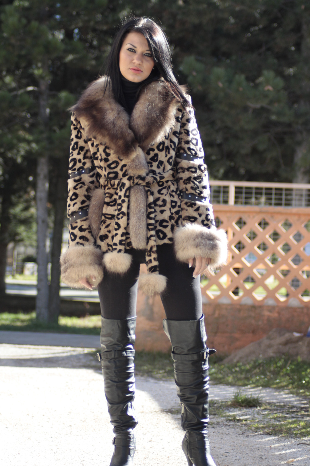 Rex Rabbit Fur Jacket Sheared Leopard