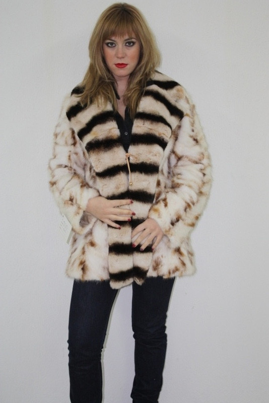 Mink Fur Jacket Rex Waterfall Collar