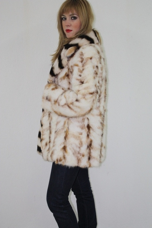 Mink Fur Jacket Rex Waterfall Collar