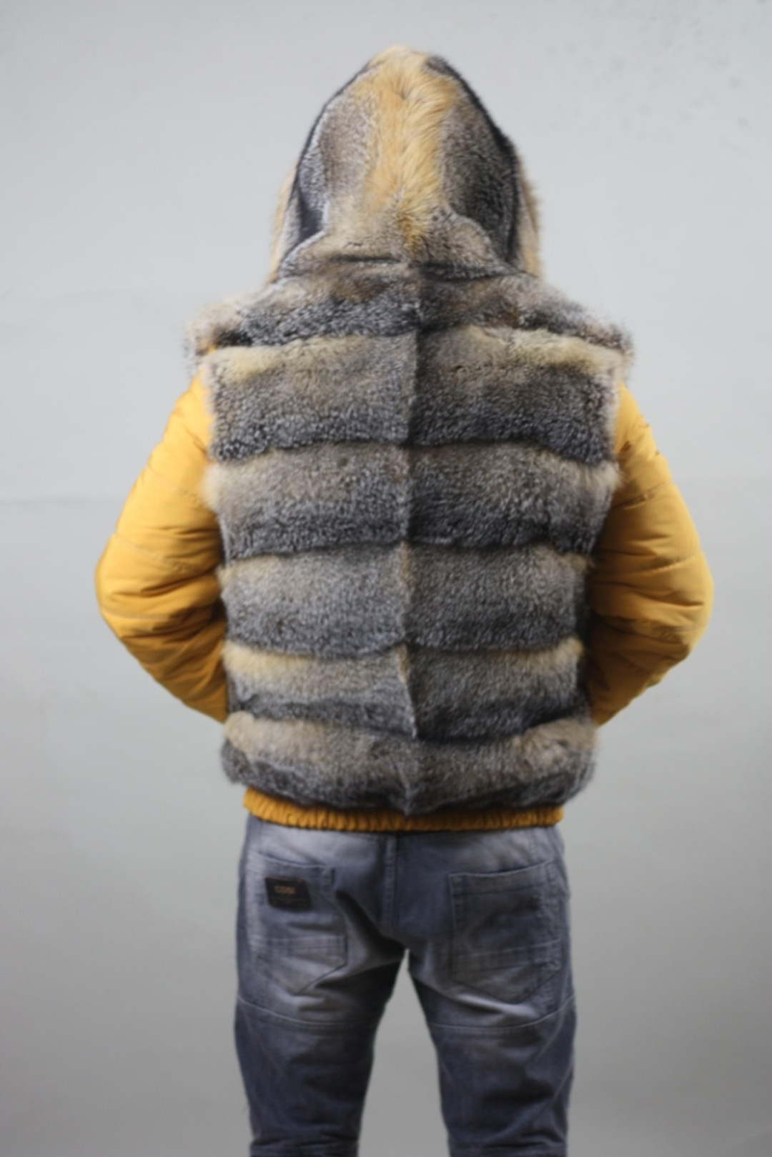 Yellow Reversible Fox Fur Lined Hooded Parka