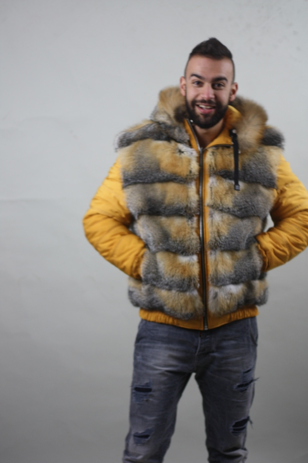 mens hooded fur parka