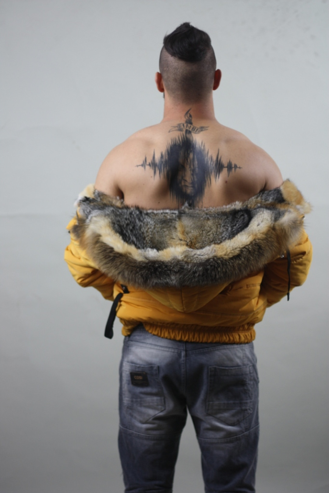 Yellow Reversible Fox Fur Lined Hooded Parka