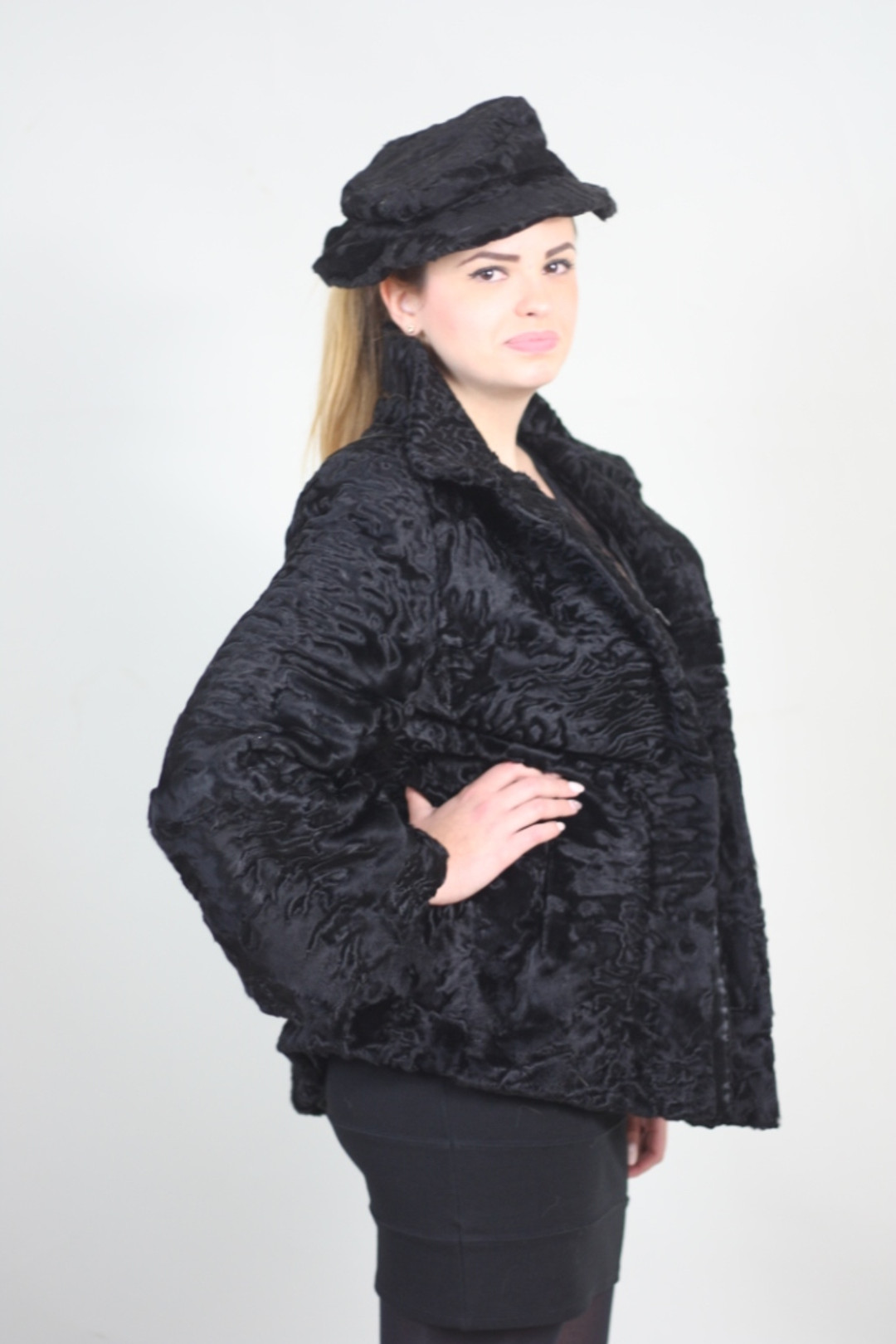Black Swakara Lamb Fur Coat