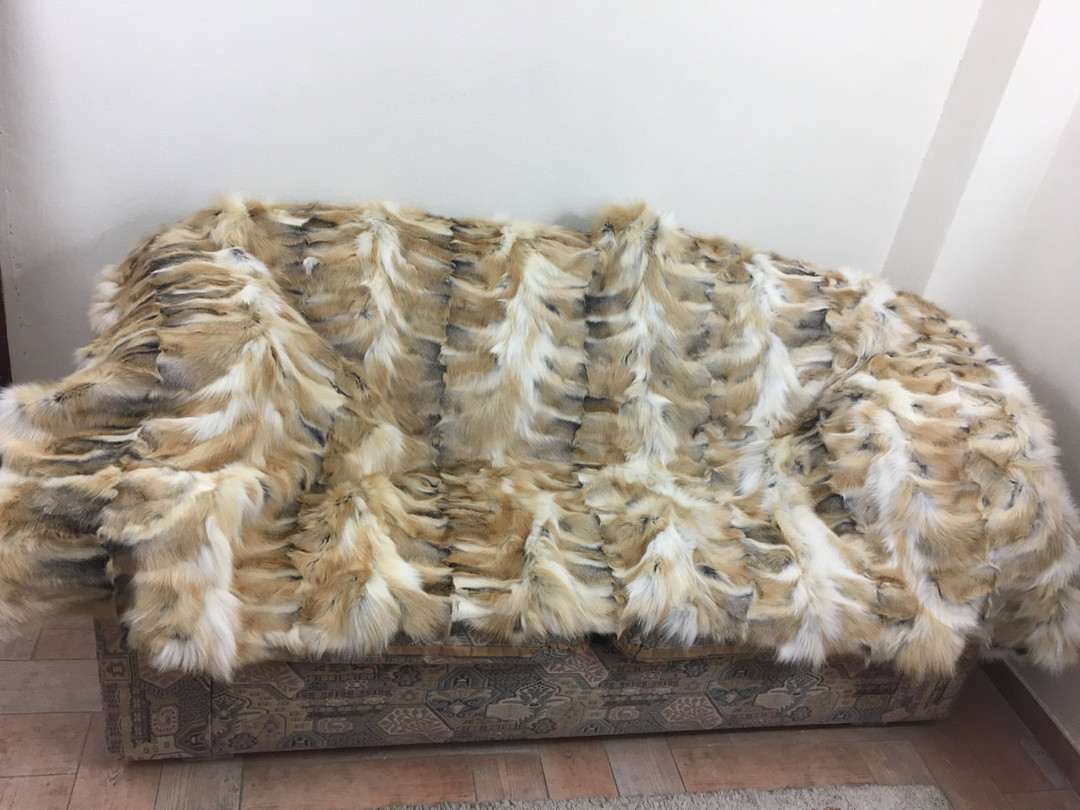 golden island fox fur blanket made of paws sectional  available in throw , queen , twin and king size