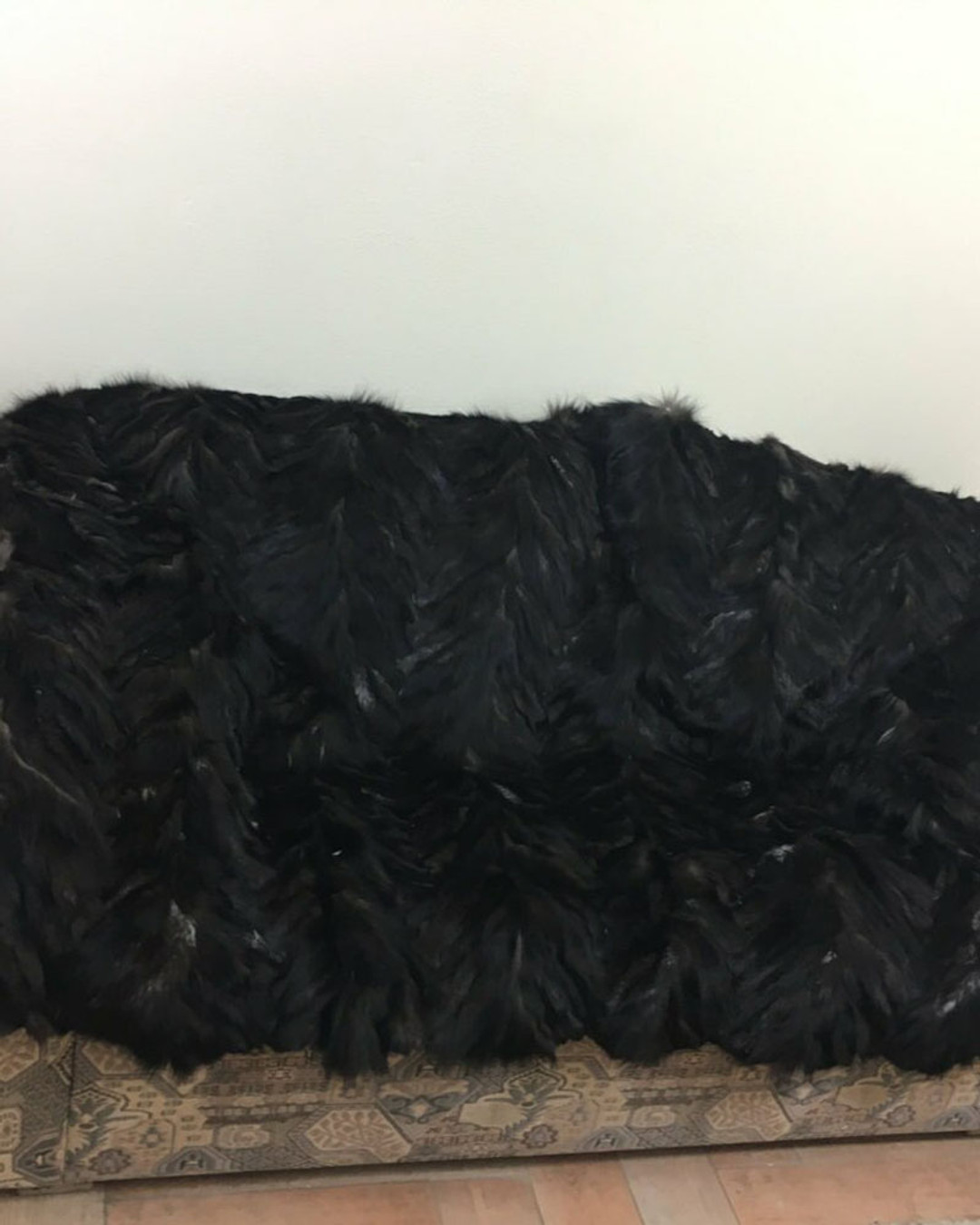 Black Silver Fox Fur Blanket & Throw Sectional