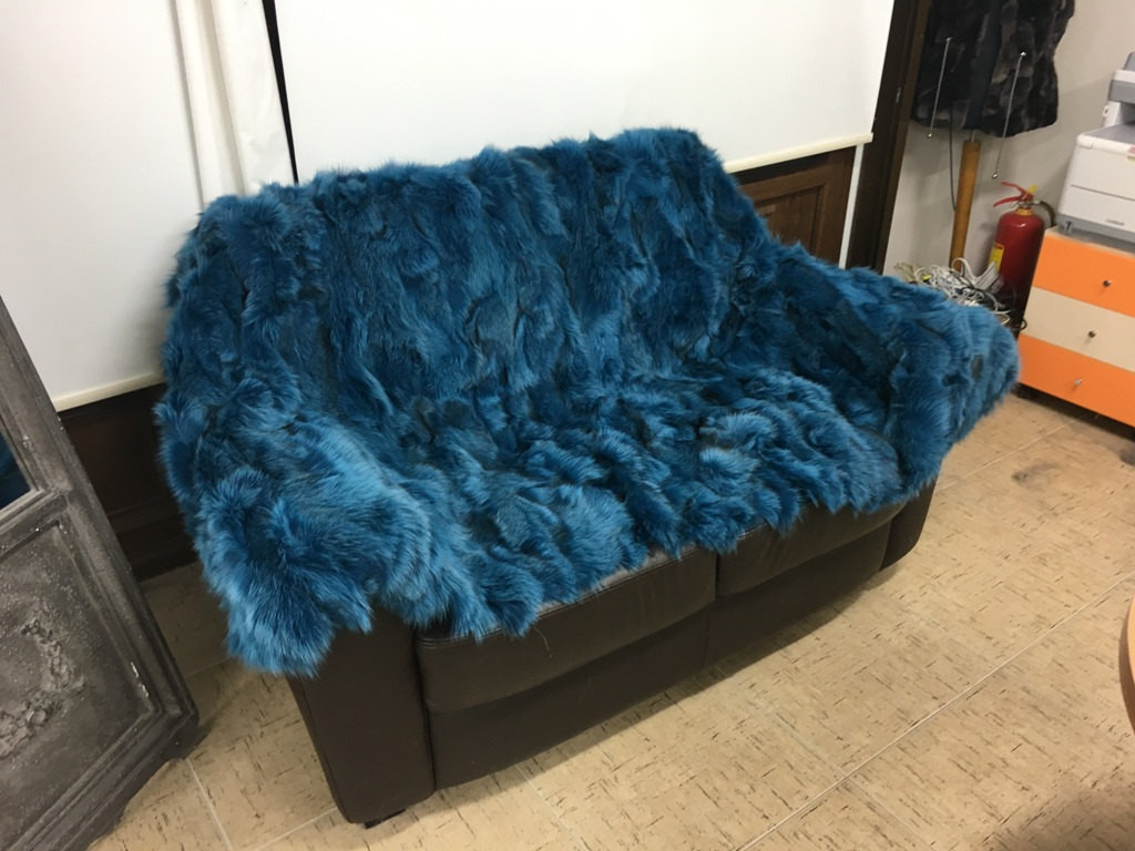 Teal Fox Fur Blanket