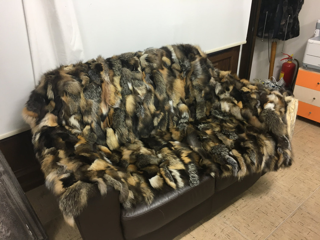 Multicolor Crystal Sectional Fox Fur Blanket