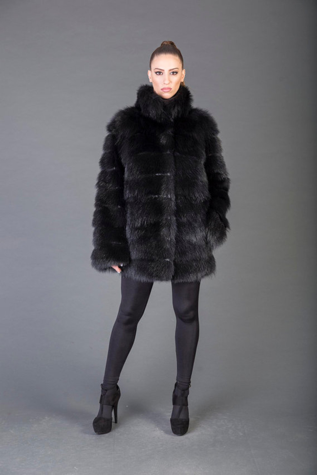 Black Racoon fur Coat