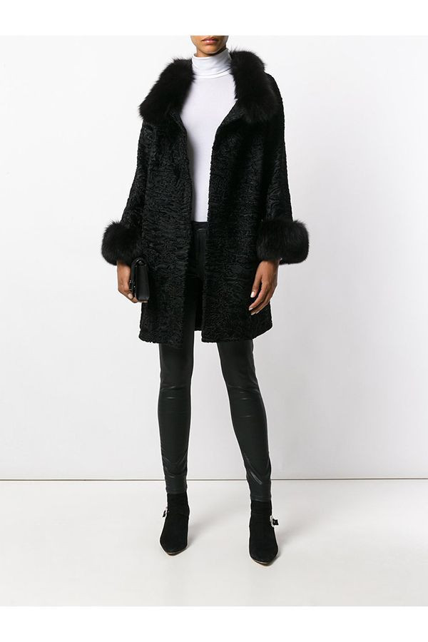 Black Lamb Fur Coat Erminia | SKANDINAVIK FUR