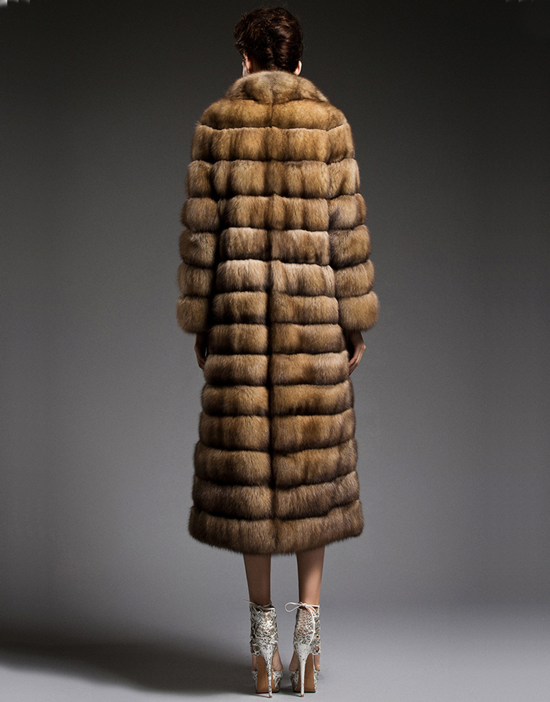 Long Golden Sable Fur  Coat