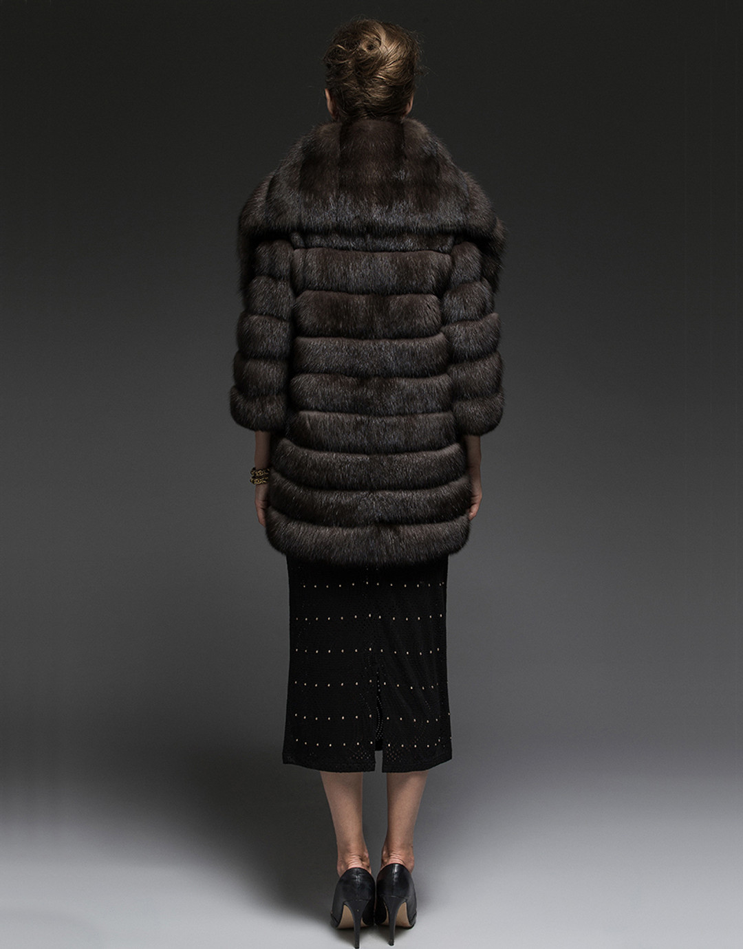 SABLE FUR COAT SHAWL  COLLAR REAR VIEW SABLE FUR COAT SHAWL  COLLAR REAR VIEW