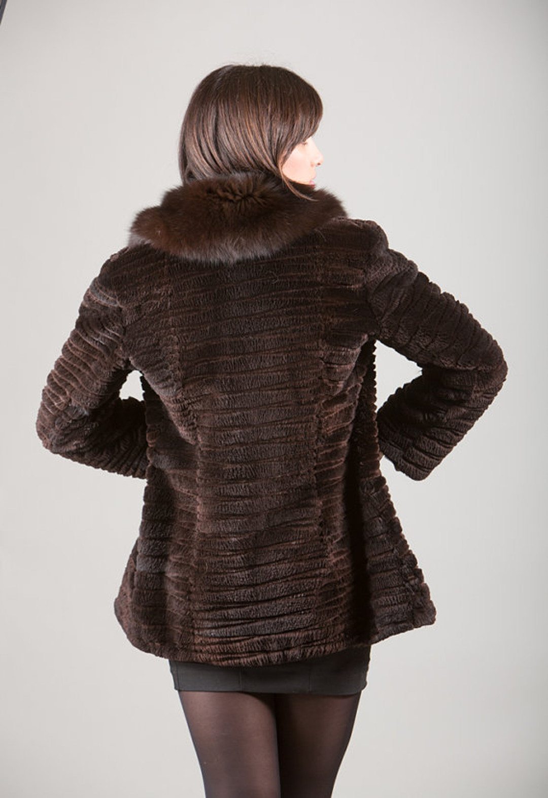 Sheared Beaver Fur Brown Jacket