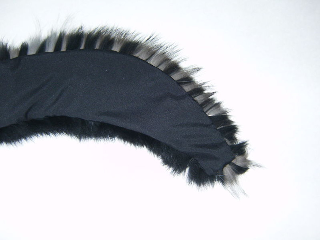 Black Fox Fur Collar Silver Tips Women's