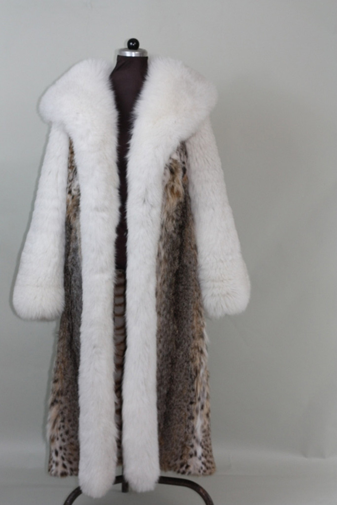 Full Length Lynx  Bobcat  Coat White Fox Sleeves All Sizes