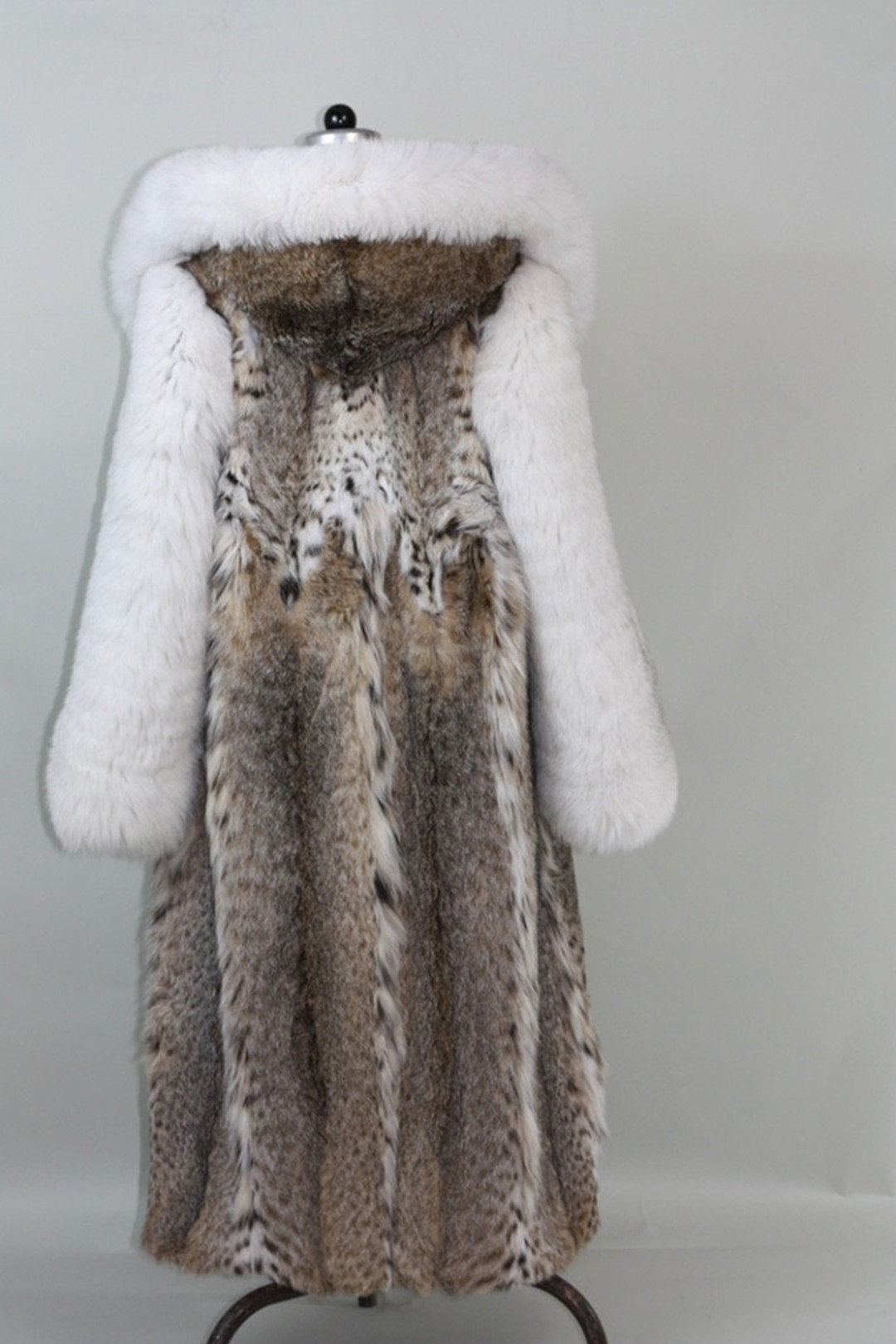 Full Length Lynx  Bobcat  Coat White Fox Sleeves All Sizes
