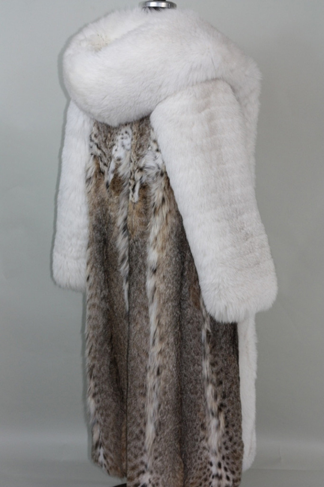 Full Length Lynx  Bobcat  Coat White Fox Sleeves All Sizes