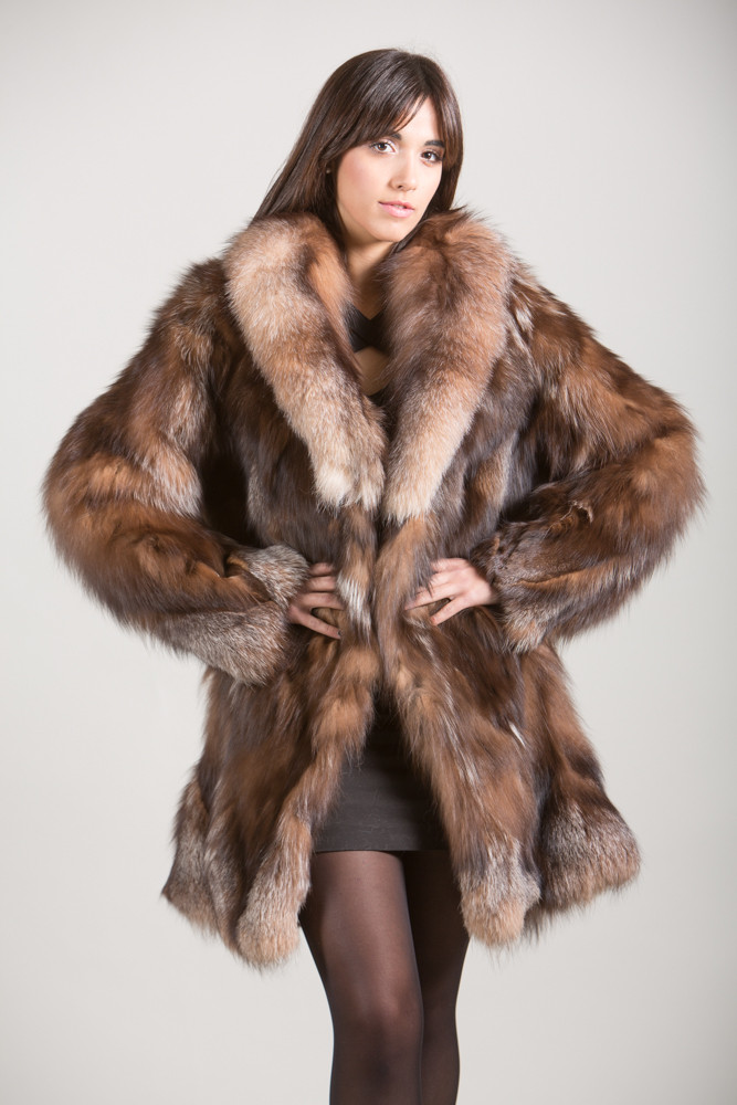 SAG FOX　COAT　最上級　 ブラウン毛皮コート　FOX　COAT Crystal Fox Fur Coat | SKANDINAVIK FUR