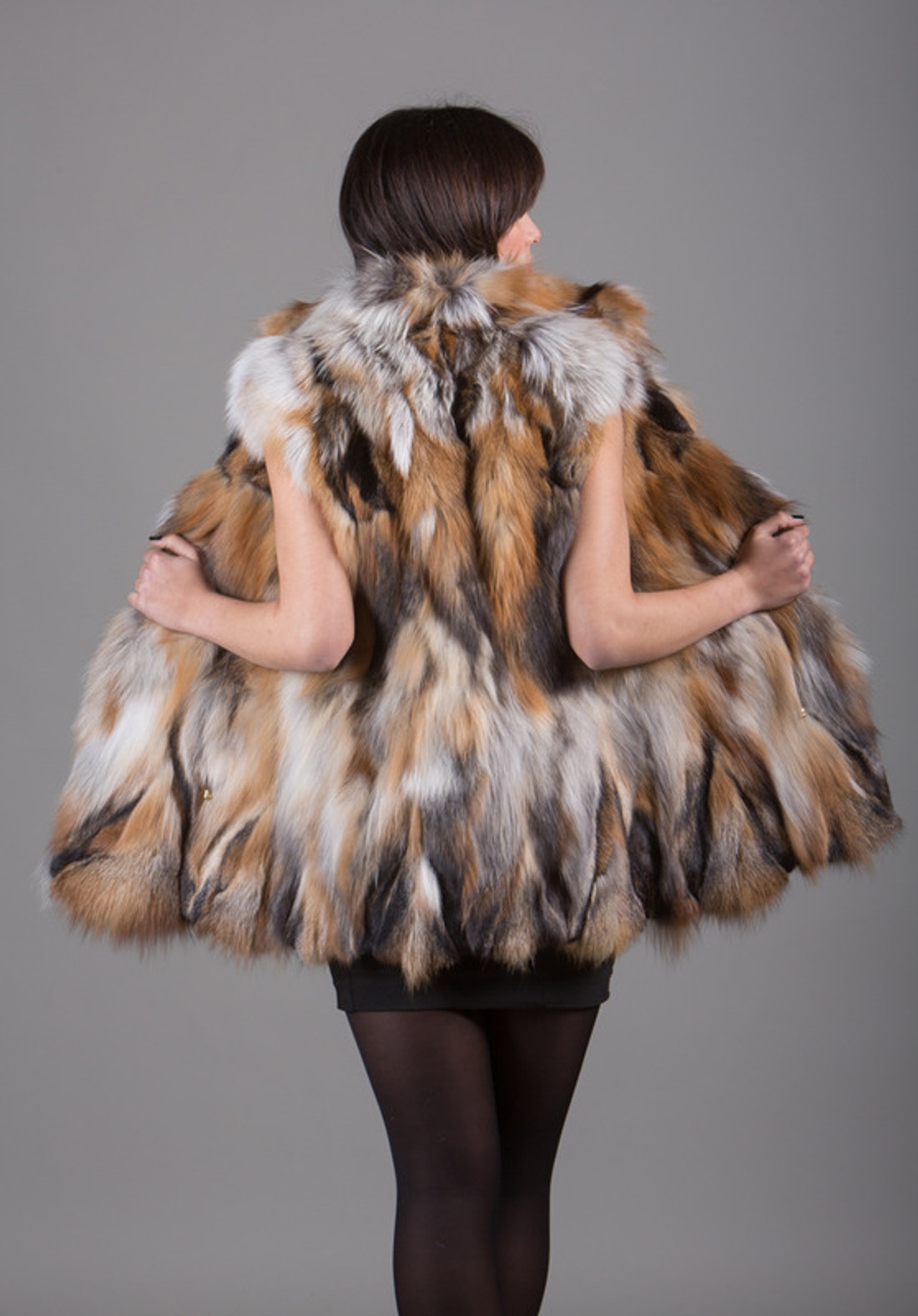 Red Fox Fur Vest rear view