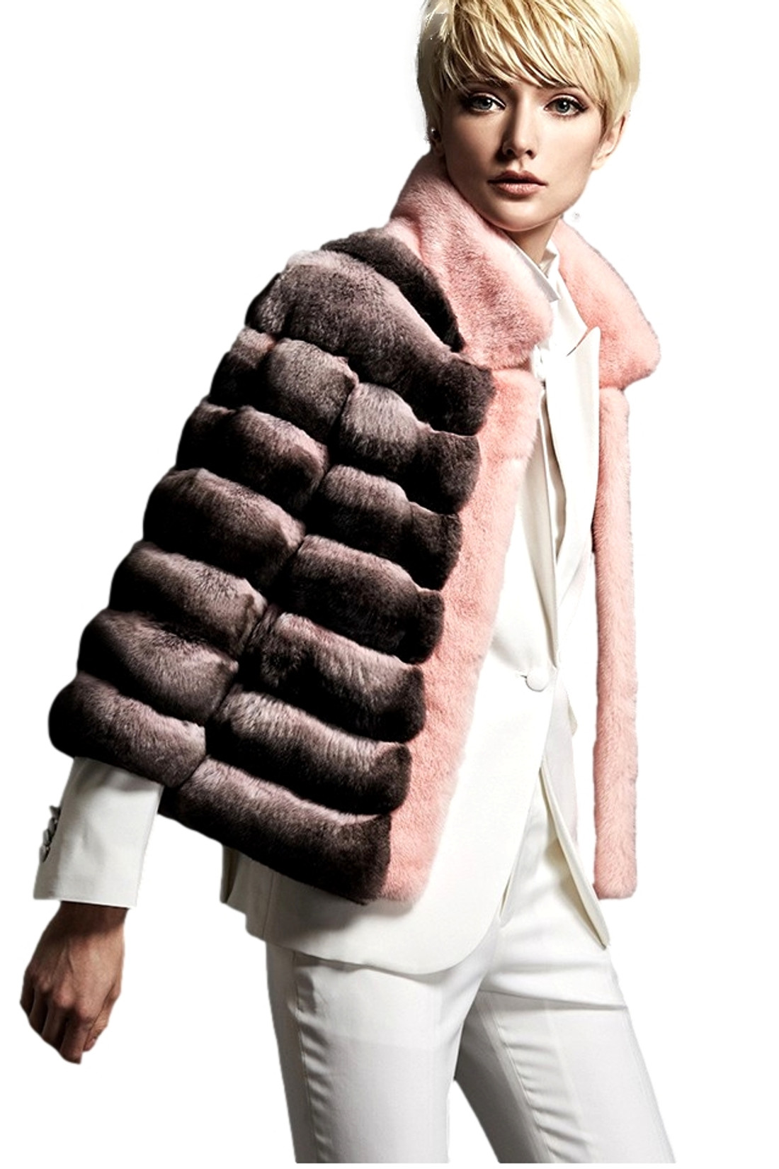 Pink  Rouge Chinchilla Fur Jacket