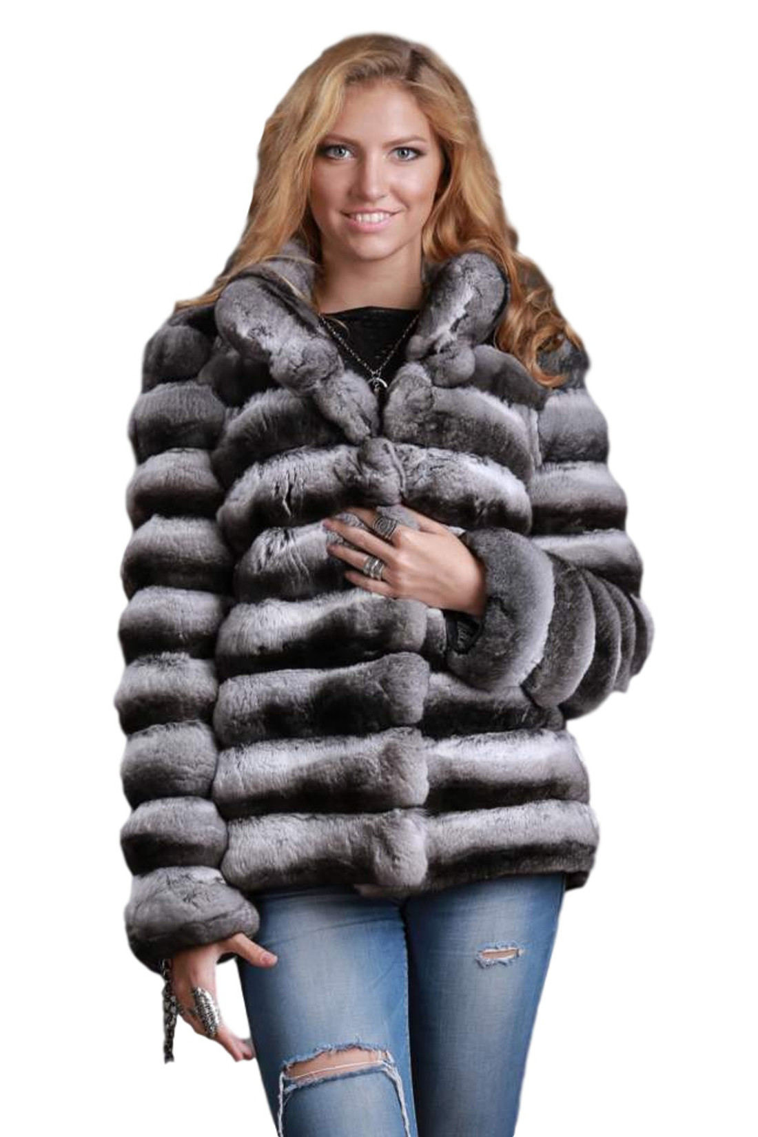Chinchilla Coat  V-neck Collar