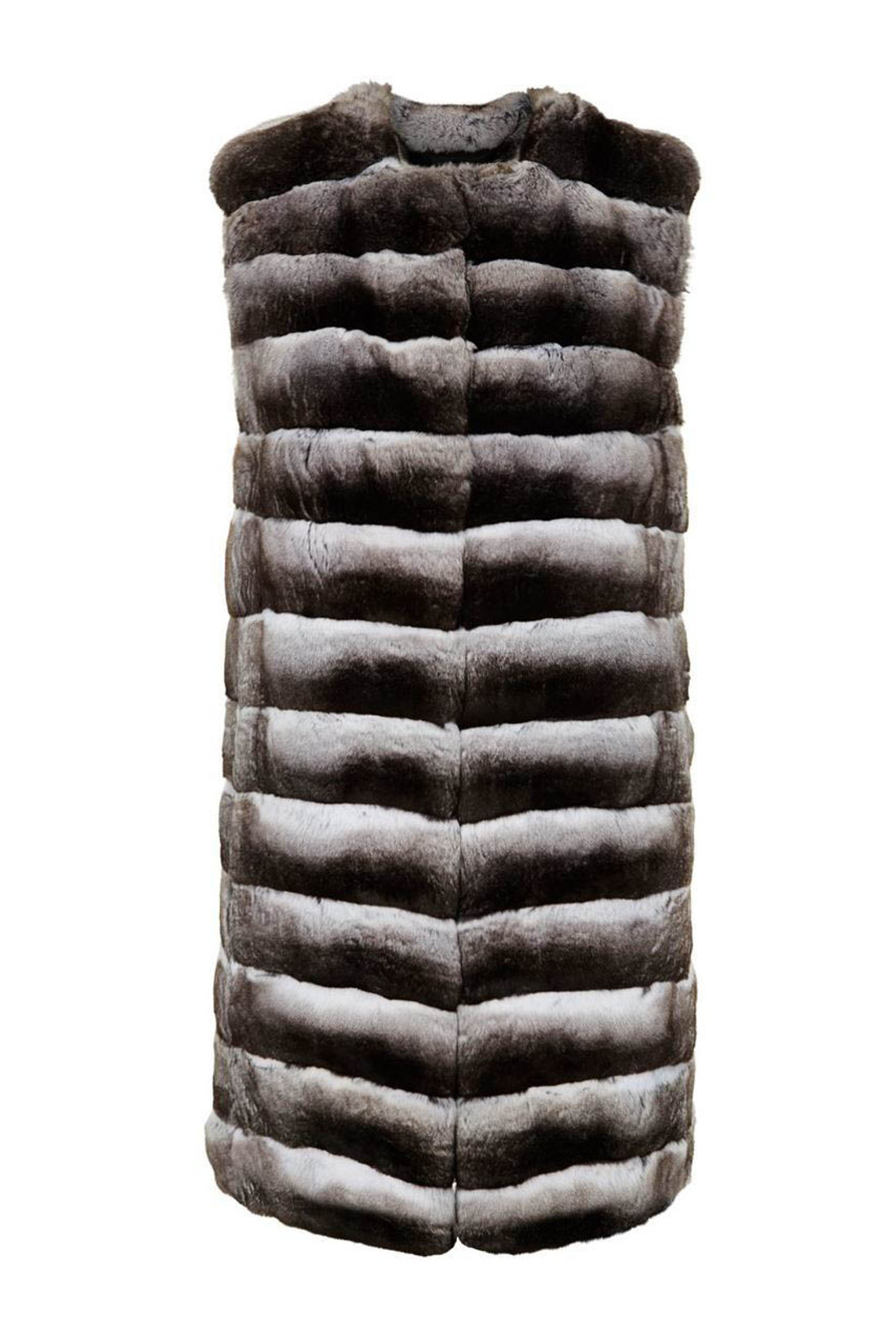 Long Chinchilla Vest ,collarless, natural color