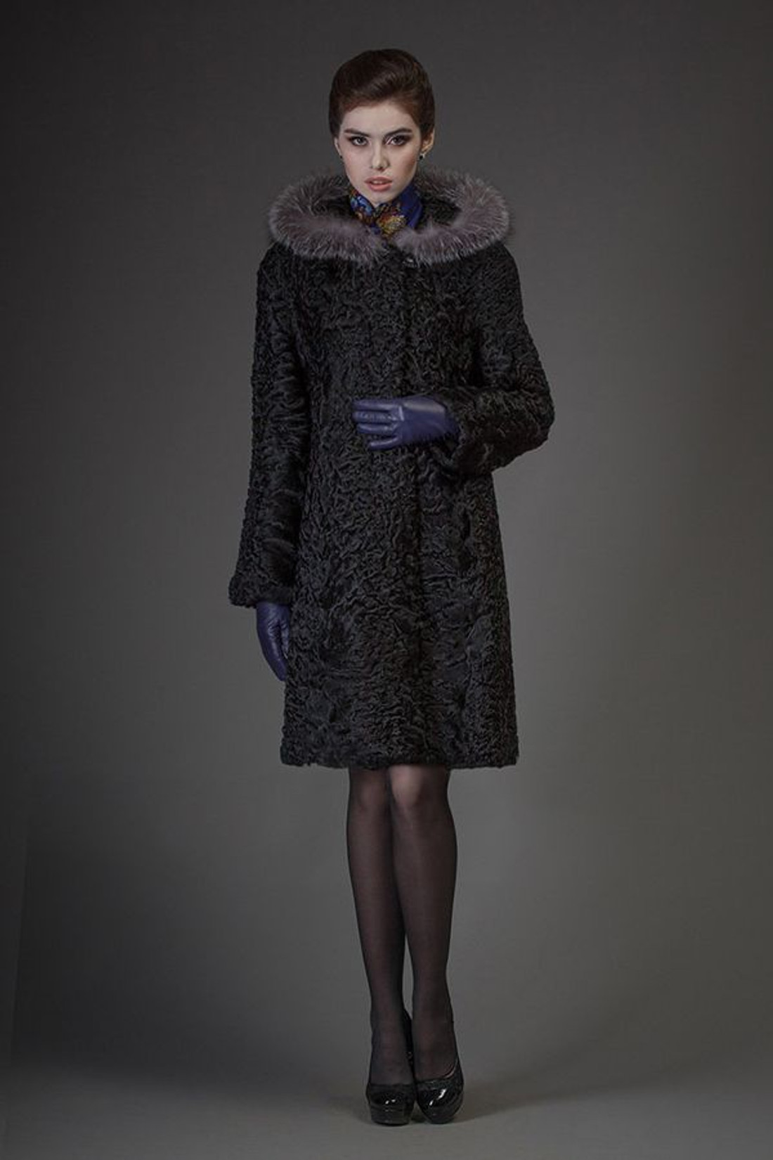 Hooded Black Persian Lamb Bridgitte