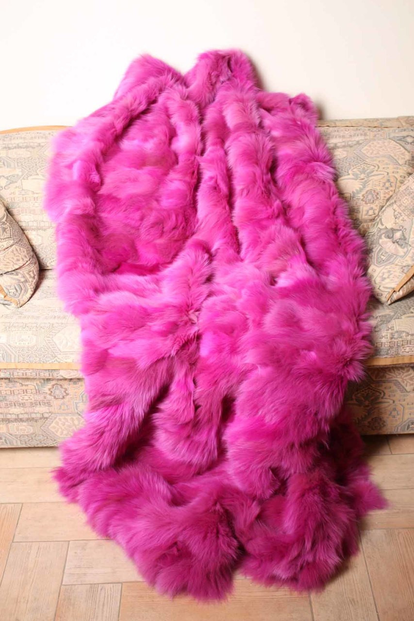 pink rex  fur throw available in king size