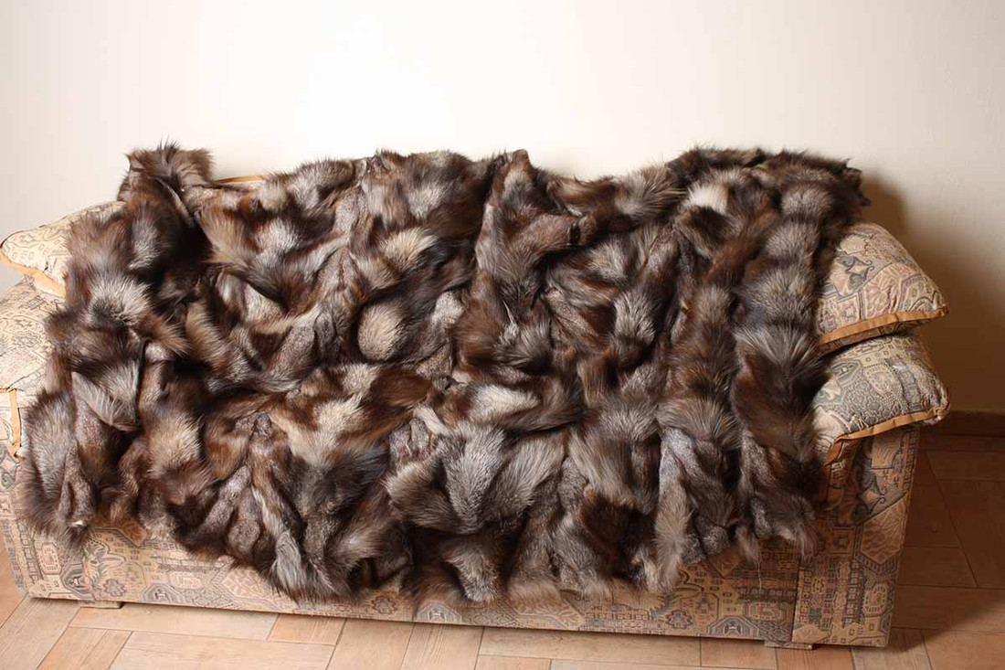 Crystal Fox Paws Fur Blanket Throw