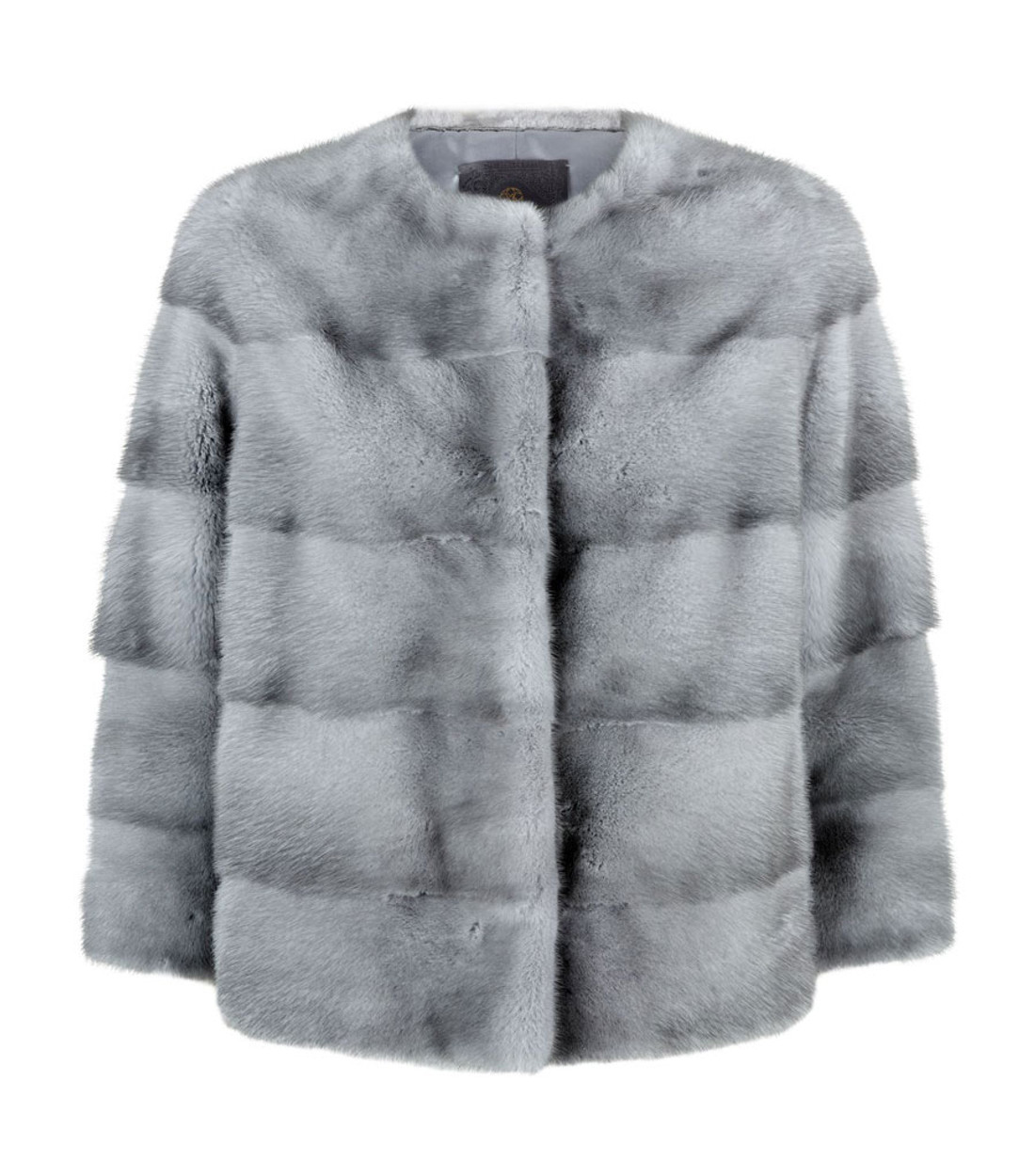 blue iris mink fur coat collarless 4/5 sleeves blue iris mink fur coat collarless 4/5 sleeves