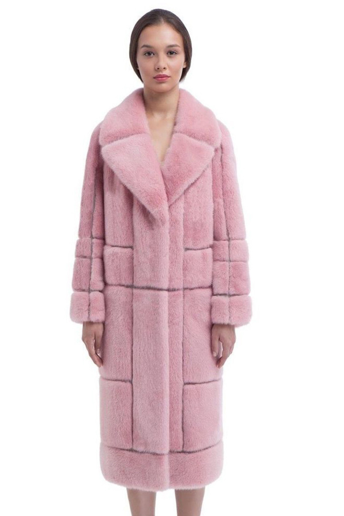 sheared Pink Mink Fur Coat with Mink Shawl Collar