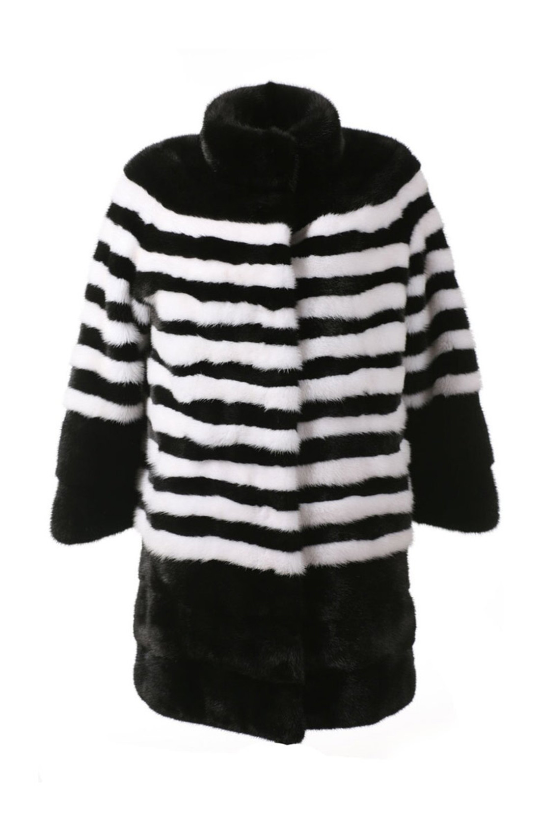 Black and White Striped Mink Fur Stroller ghost mannequin