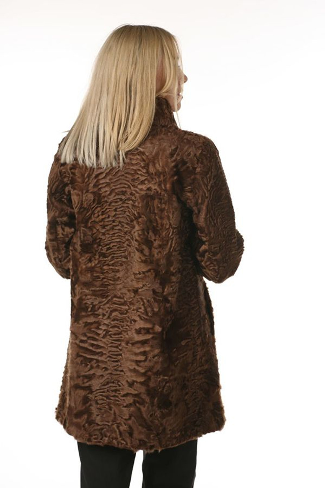 Brown Swakara Lamb Fur Coat