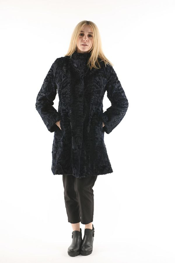 Black Lamb Fur Coat Erminia | SKANDINAVIK FUR