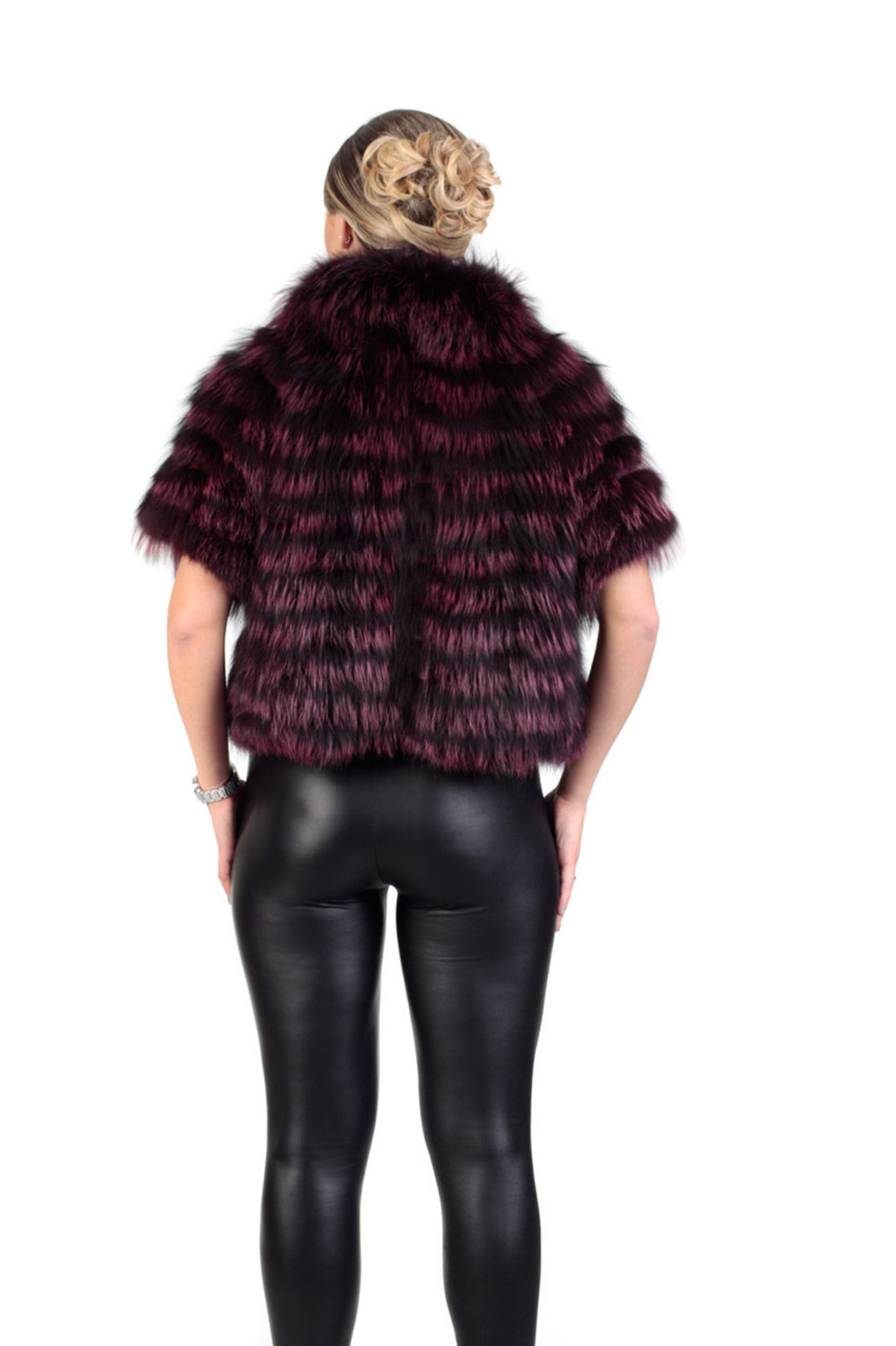 Purple Raccoon  Fur Jacket Cropped