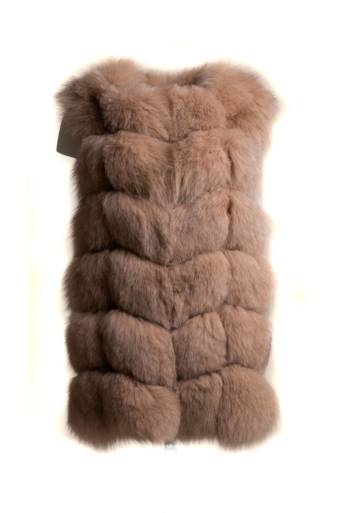 nude beige fox fur vest collarless