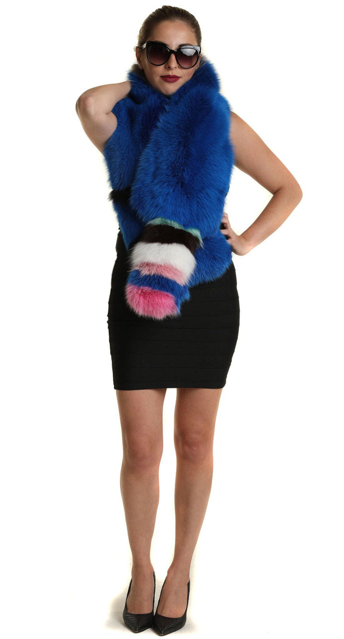 Blue  Fox Fur Collar Blue  Fox Fur Collar