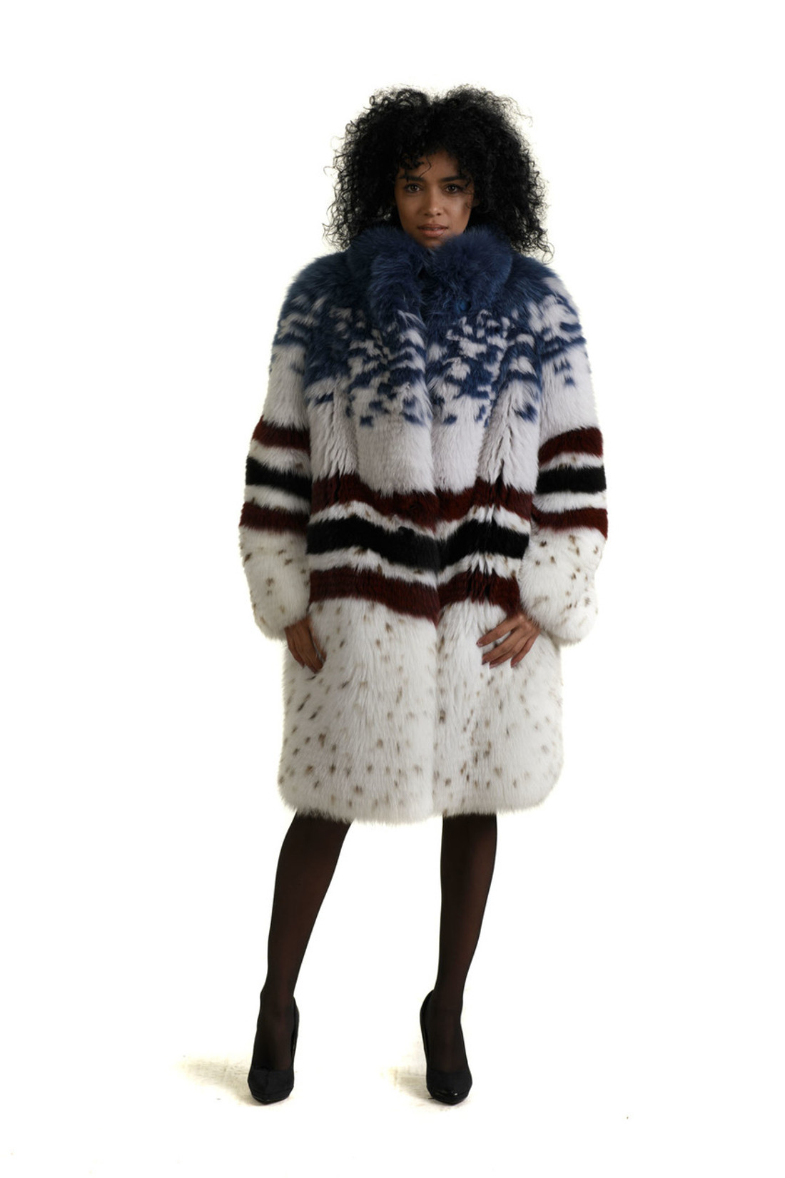 Multicolor Fox Fur Coat New York