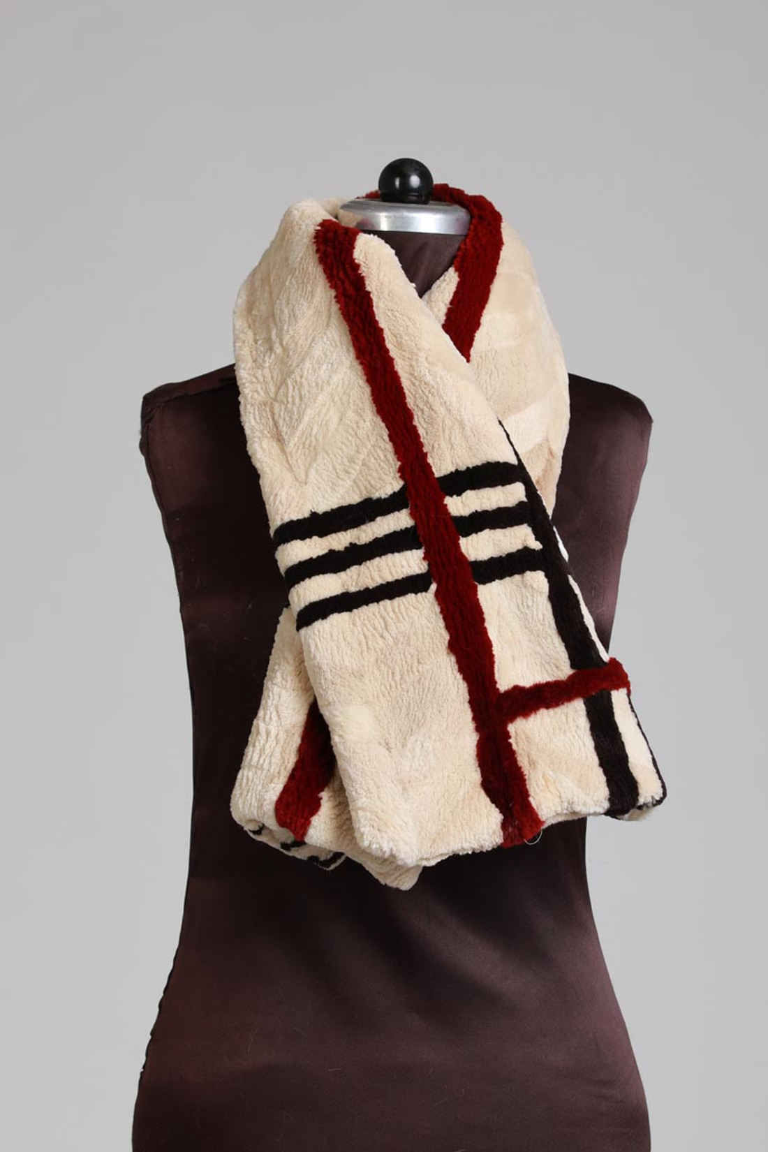 Sheared Beaver Fur Scarf Striped