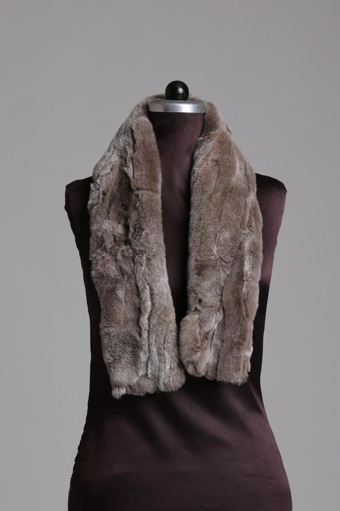 Brown Gray  Rex Fur Scarf