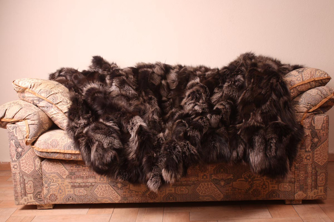 Ash Gray Fox Fur Blanket