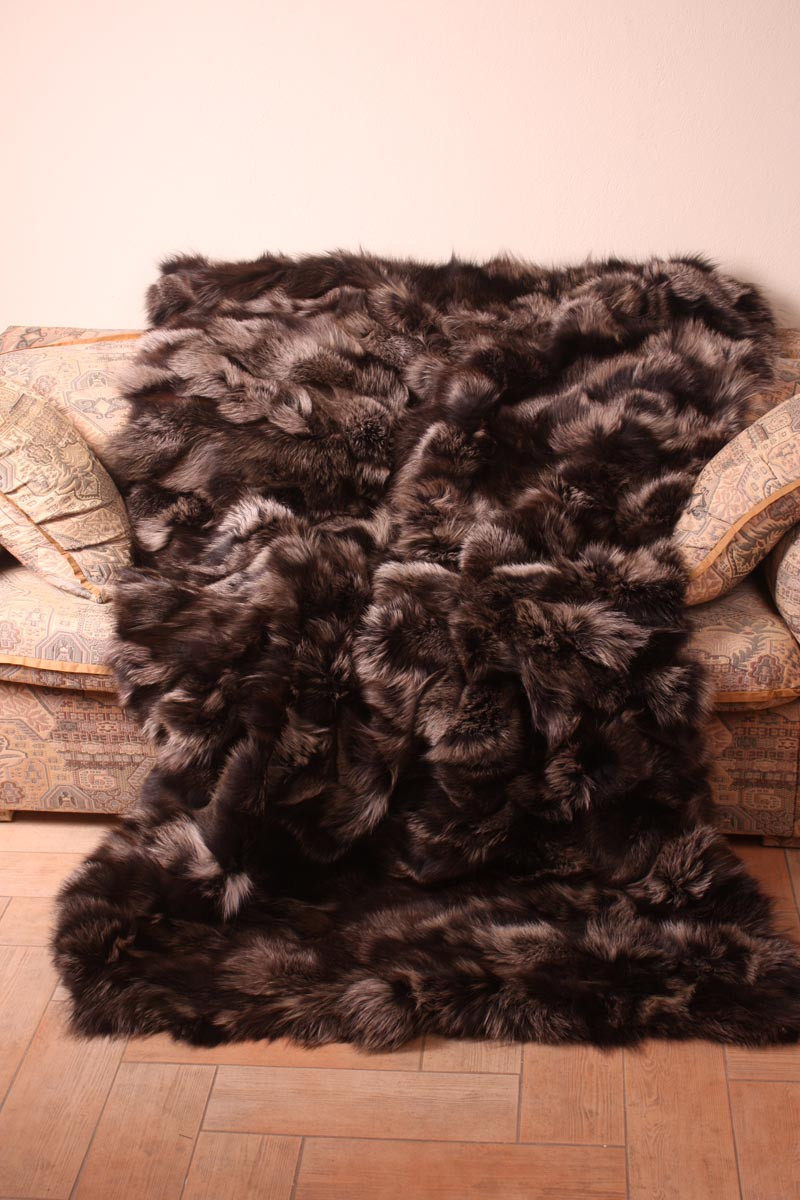 Ash Gray Fox Fur Blanket