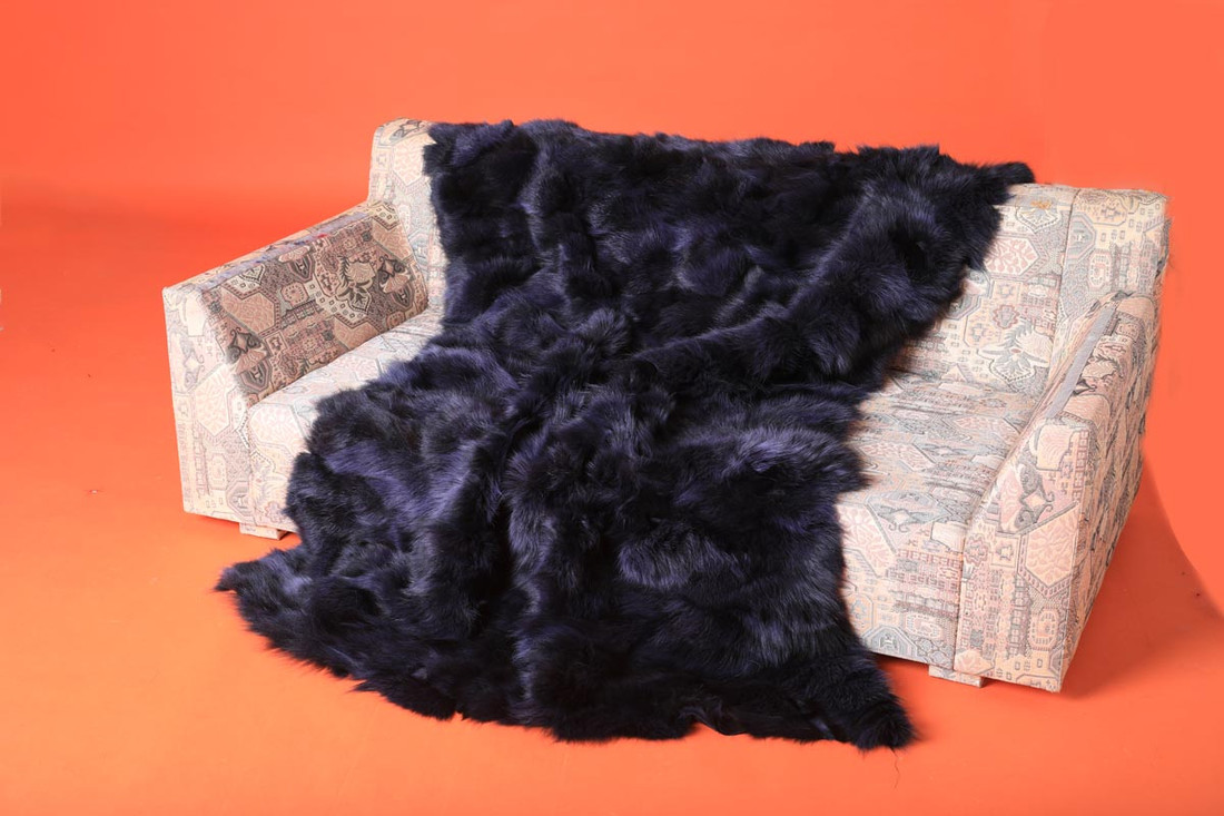 Deep Purple Fox Fur Blanket Throw