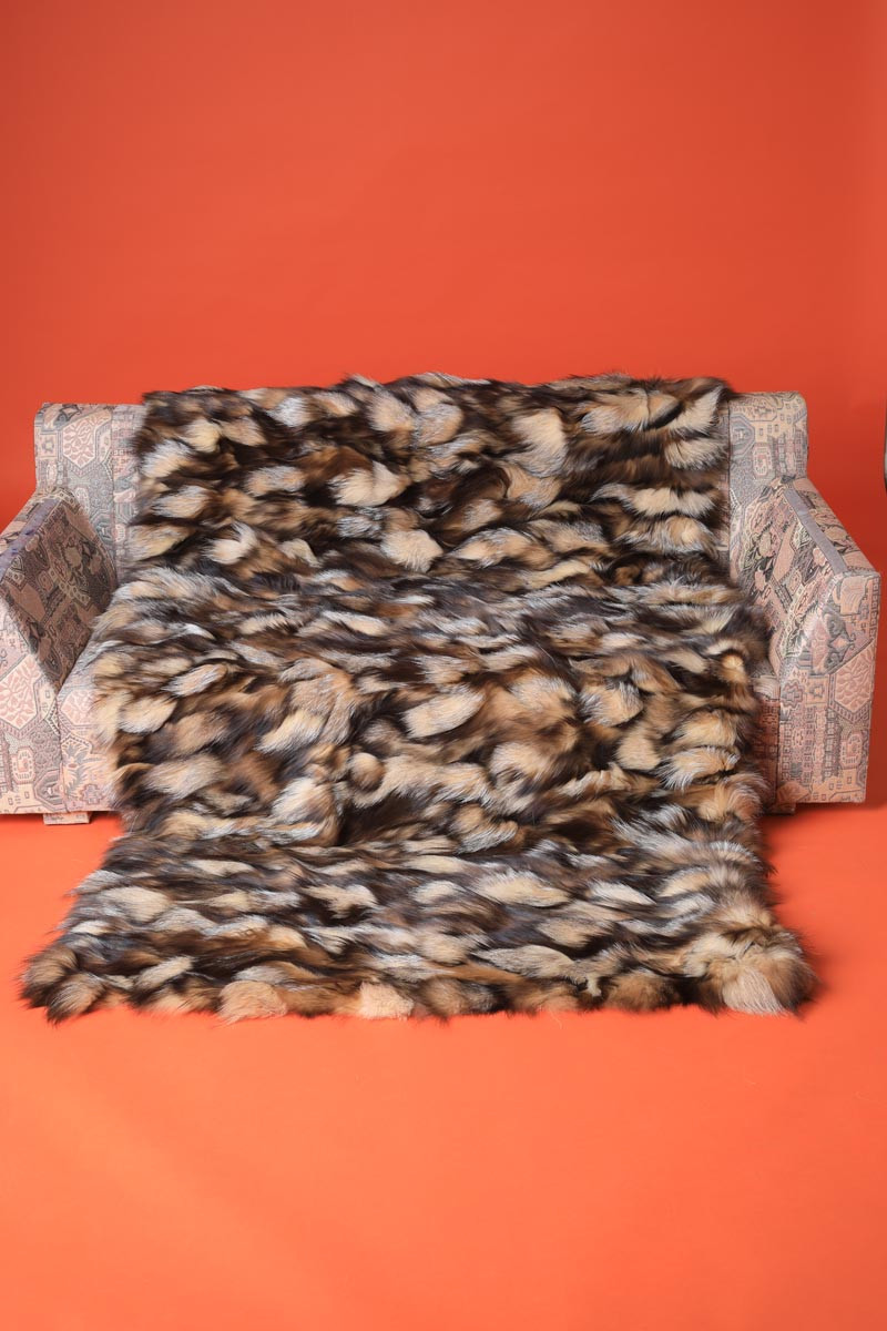 Crystal Fox Fur Throw Blanket