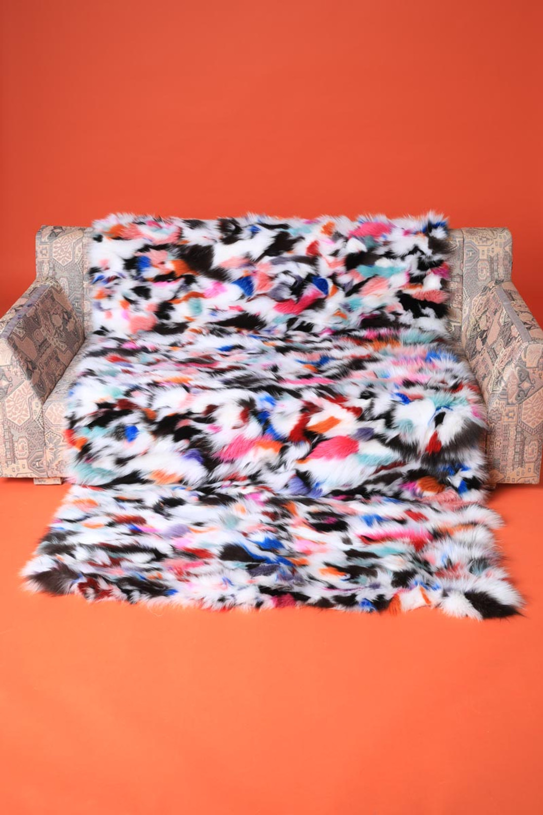 Ethnic Multicolor Fox Fur Blanket Throw Ethnic Multicolor Fox Fur Blanket Throw