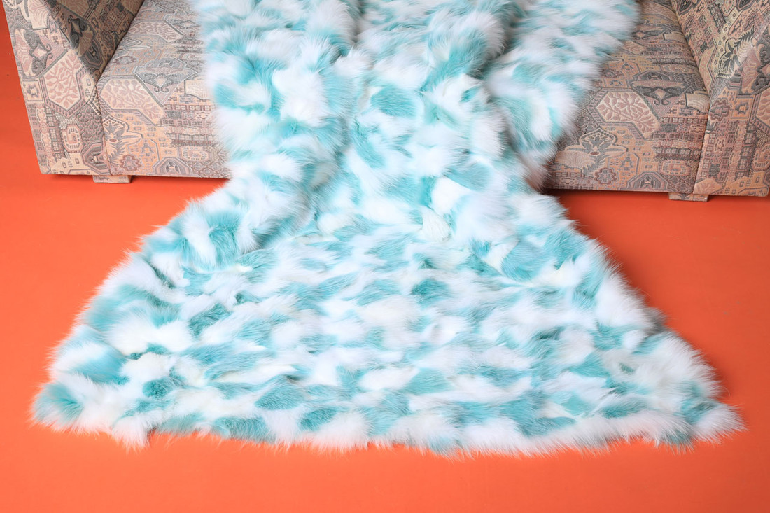 Blue White Fox Fur Blanket Throw Blue White Fox Fur Blanket Throw