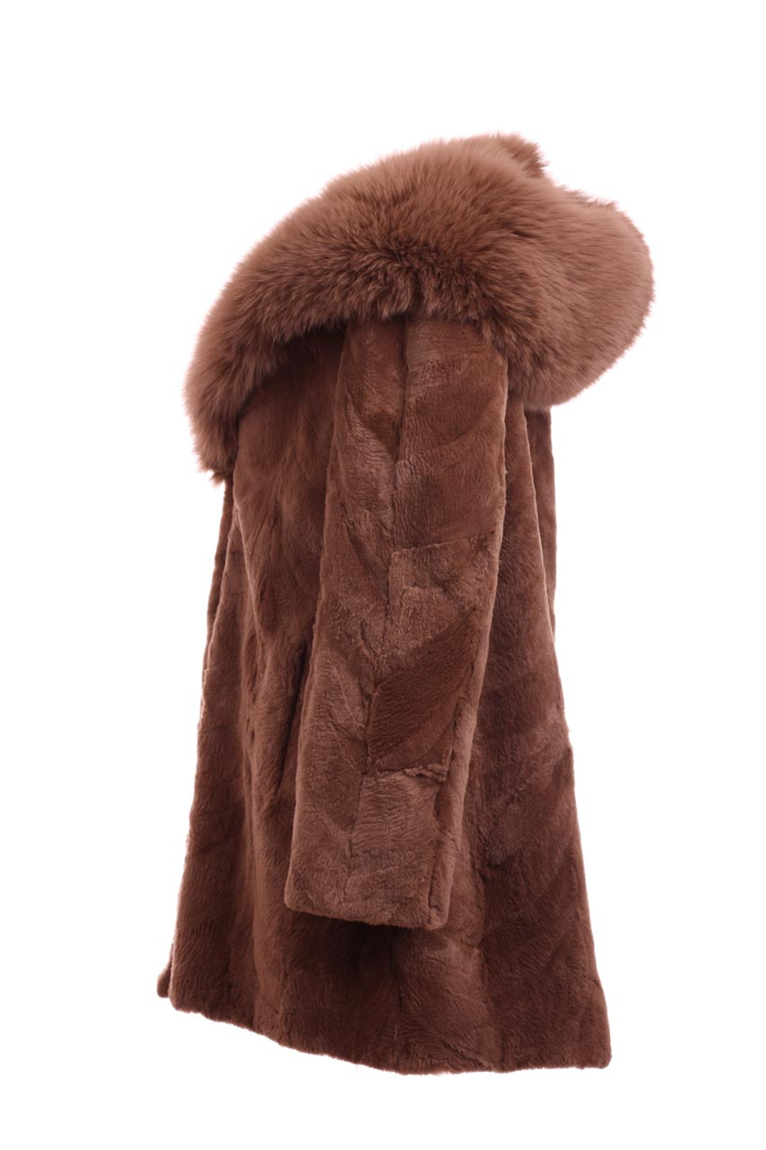 Sheared Brown Beaver Fur Coat With Cobra Hood Sheared Brown Beaver Fur Coat With Cobra Hood