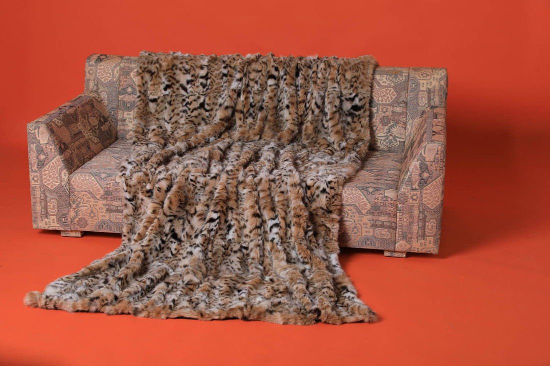 lynx bobcat fur blanket throw bedspread