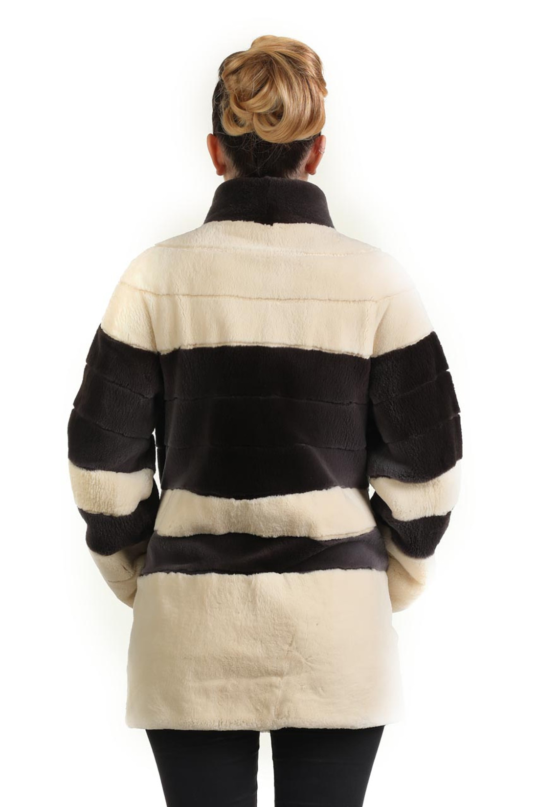 Gray Cream Sheared Beaver Fur Coat Gray Cream Sheared Beaver Fur Coat