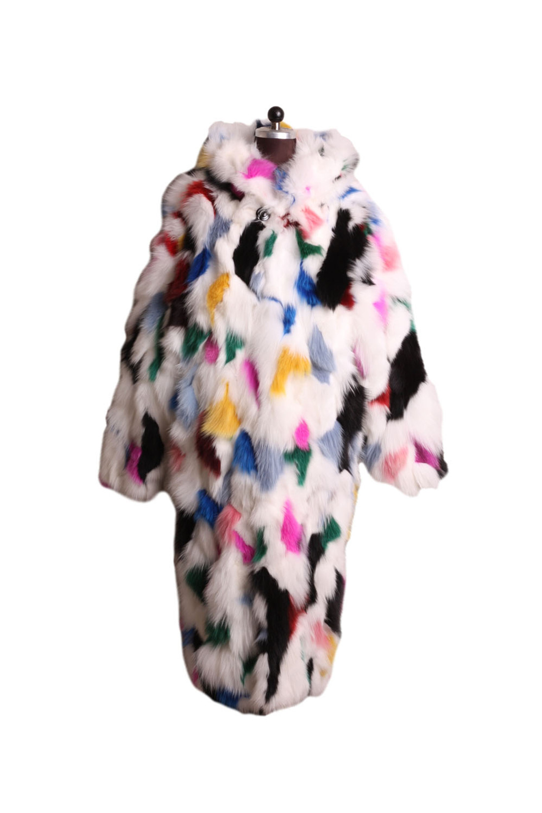 multicolor  hooded lon fox fur coat multicolor  hooded lon fox fur coat