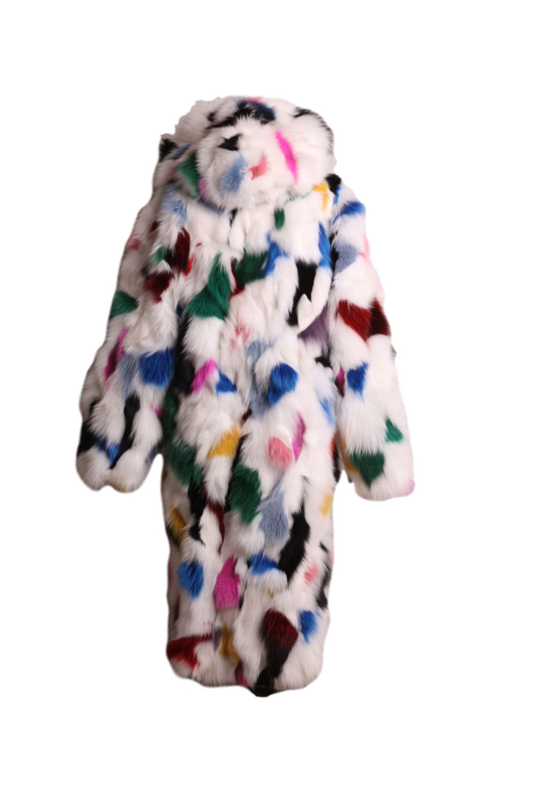Multicolor Hooded Fox Coat Multicolor Hooded Fox Coat